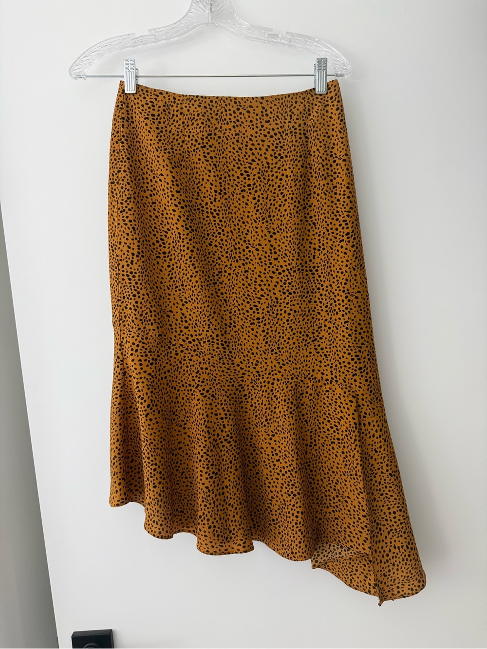 Lush Yellow with Black Dot Asymmetrical Midi Skirt